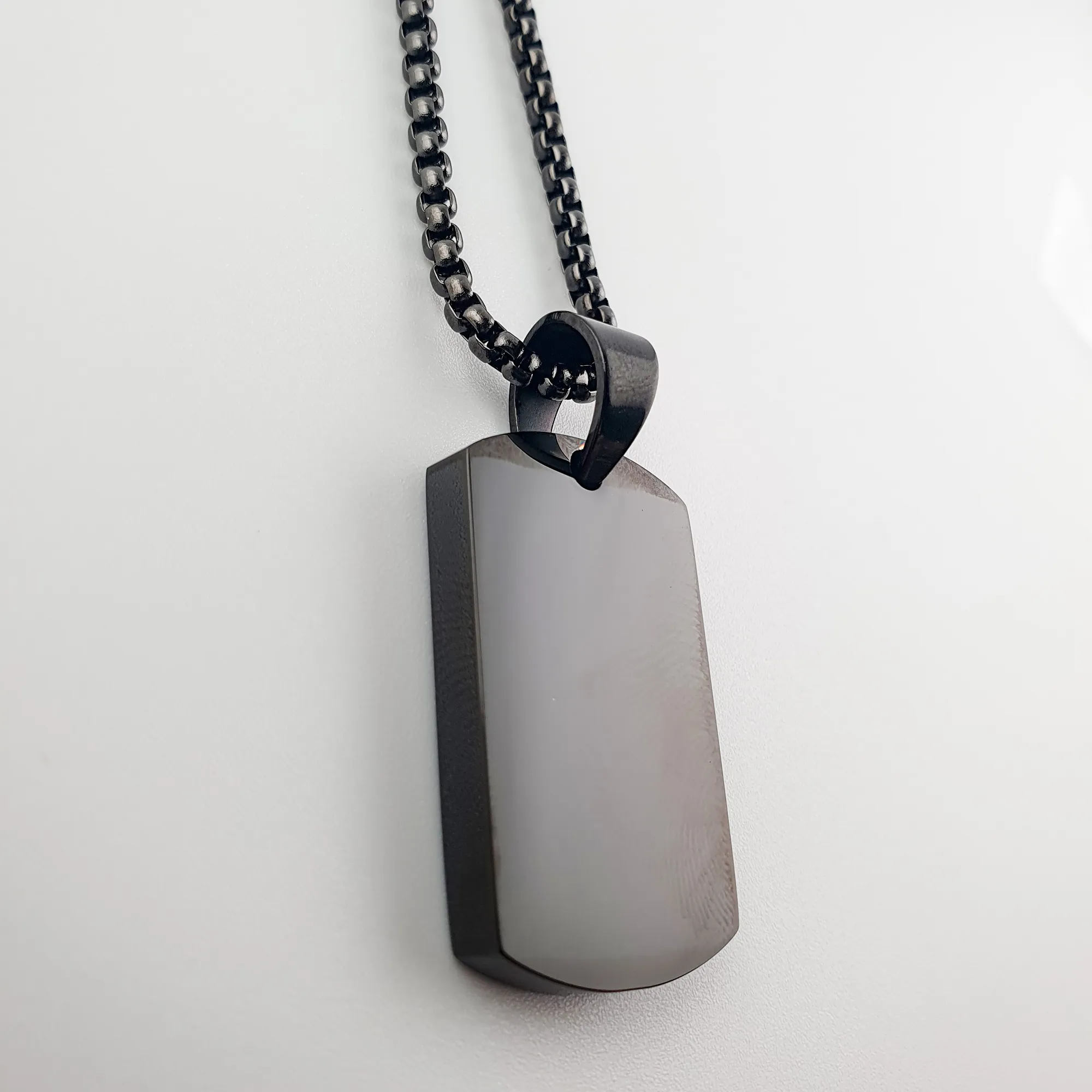 Asketting Dog Tag - Zwart - Gedenksieraad