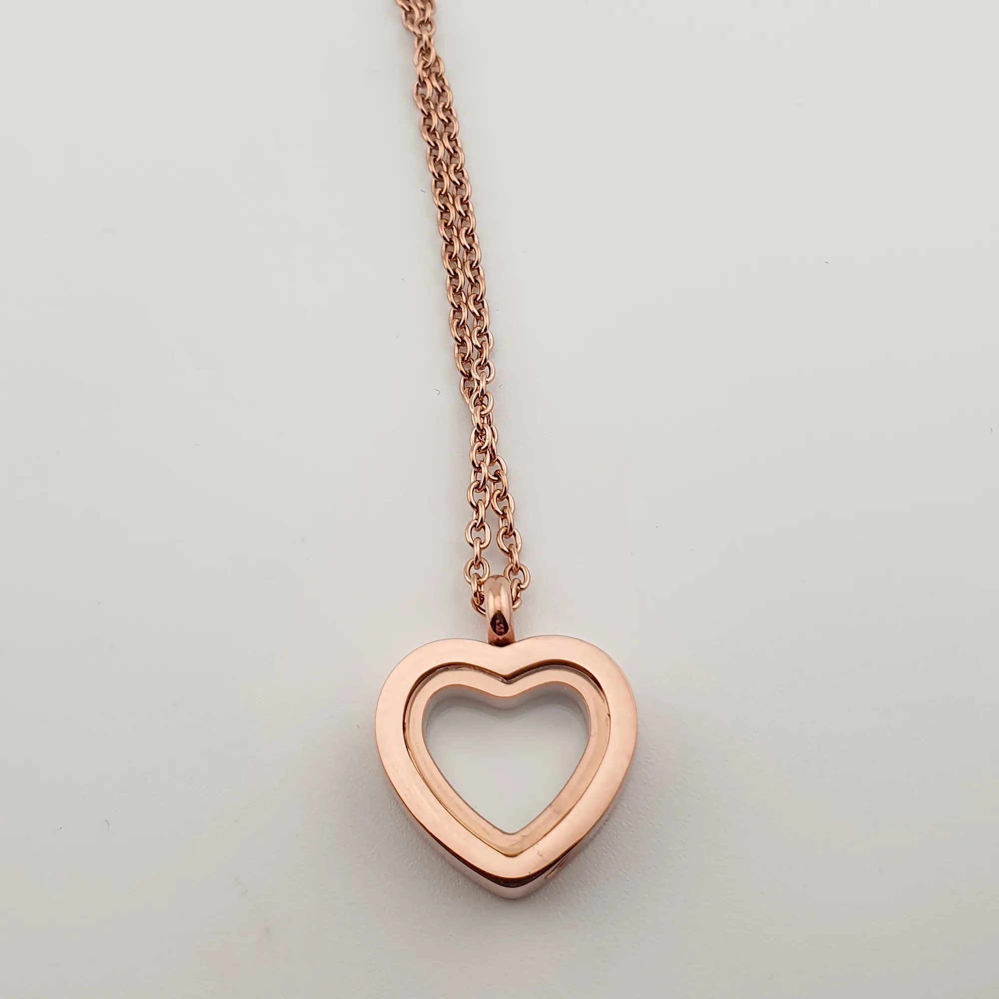 RVS Ashanger – Hart met Glazen Venster - Hart van Herinnering (Roségoud) - Gedenksieraad