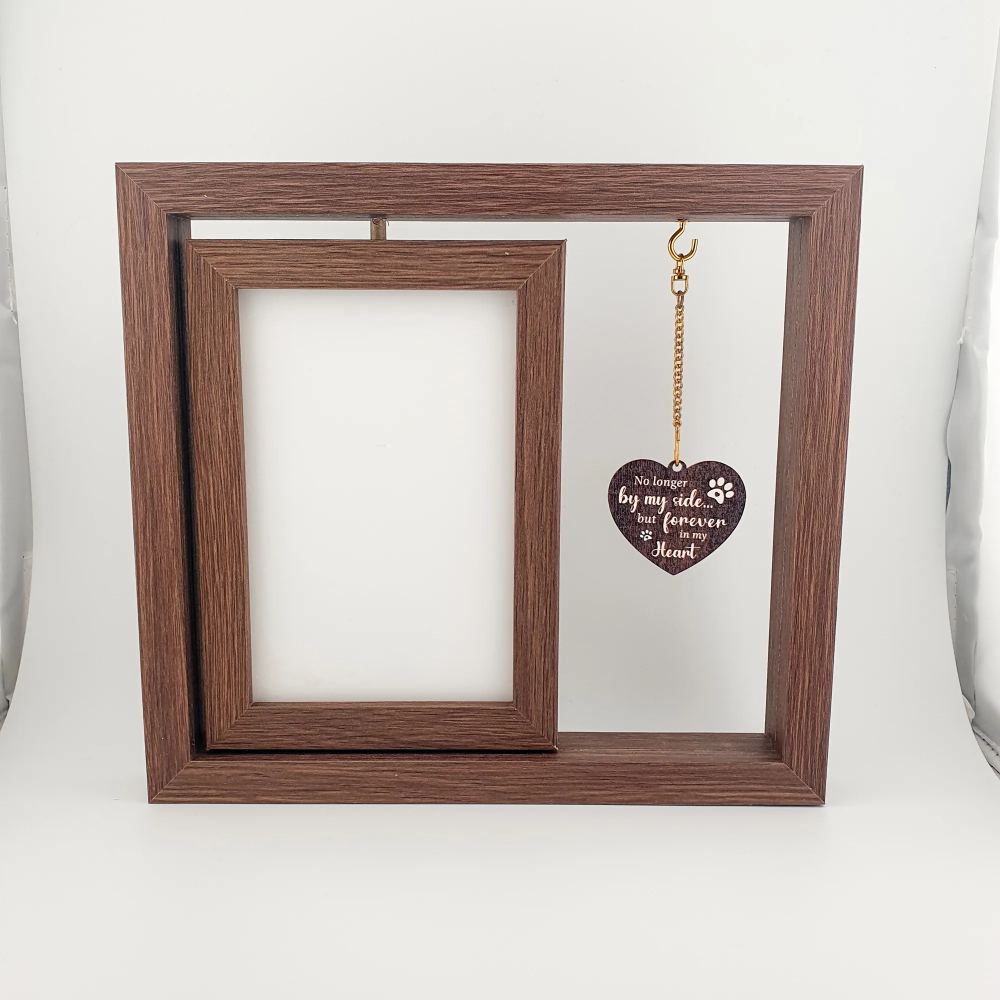 Herinneringsfotolijst met Houten Hartje – ‘Forever in My Heart’ - Gedenksieraad