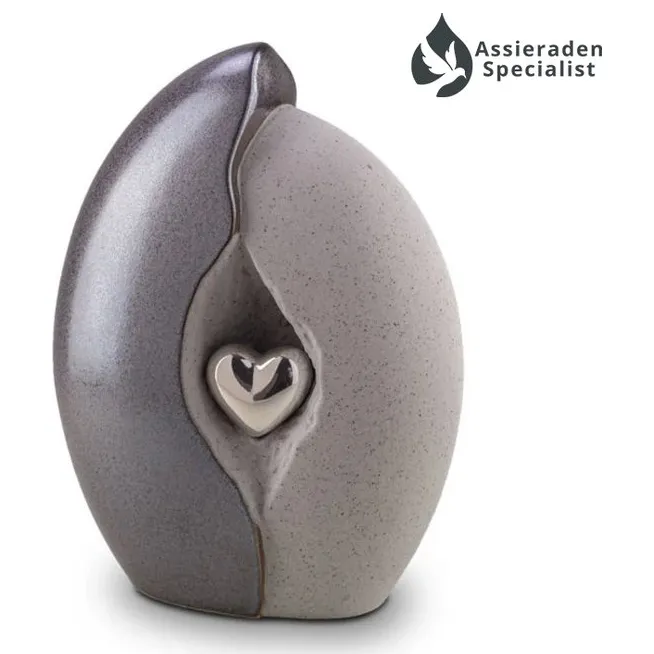 Keramische Urn - Urn Voor As Volwassen - Grijs & Zilverkleur - 3.8 Liter  - Waardig Gedenkteken